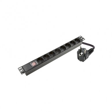 19″ 8 port Schuko PDU power panel with switch