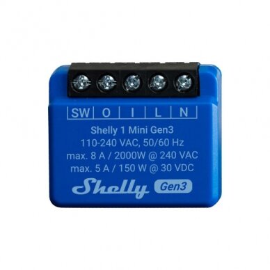 Shelly 1 Mini Gen3, Vieno kanalo valdiklis